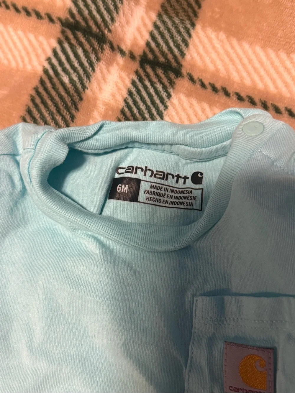Carhartt Light Blue Long Sleeve Baby Bodysuit